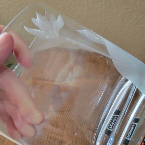 Vintage Mikasa Crystal Vase Oval 5.5 Inch Etched Bird of Paradise Floral Design - Picture 10 of 10